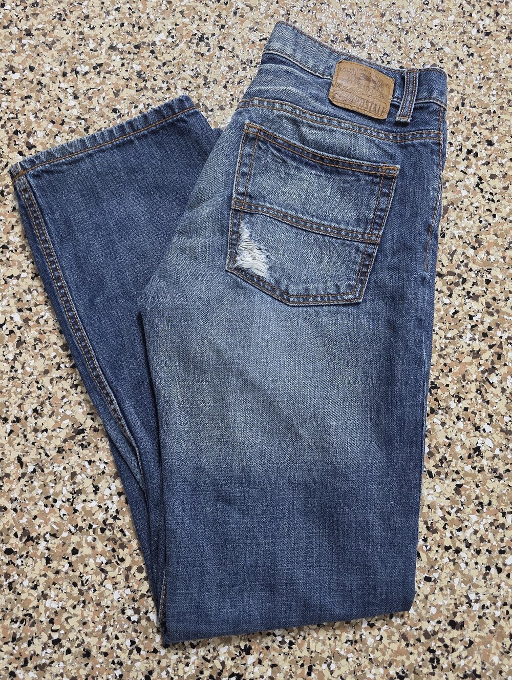 Aeropostale Men's Blue Essex Straight Jeans with Distress 31 X 32
